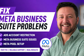 fix meta business suite problems, ads account restriction and meta pixel setup