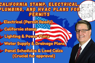 california stamp, electrical, plumbing, and hvac plans for permit