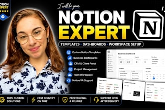 create notion template, notion dashboard, notion workspace, notion expert and va