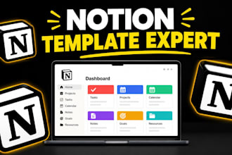 create notion template, notion dashboard, notion workspace, notion expert and va