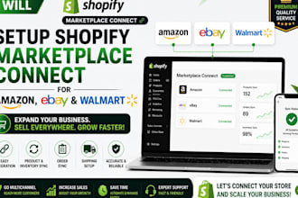 set up shopify marketplace connect for amazon, ebay and walmart