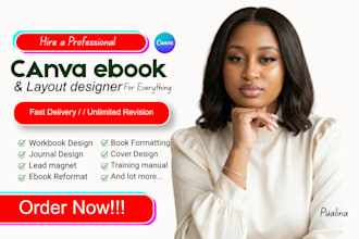 do canva ebook design, workbook, journal, ebook formatting and layout design