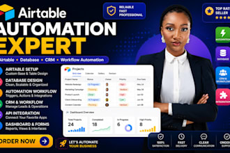 build airtable database, automation, CRM, softr portal and dashboard