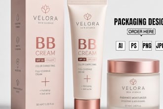 design product packaging box label and pouch design mockup with modern branding