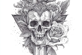 create floral tattoo illustration with elegant