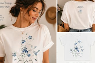 design elegant floral t shirt graphics for print on demand