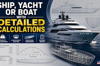 design reliable ship, yacht, or boat with detailed calculations