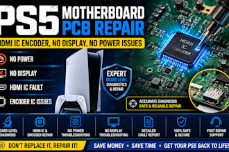 diagnose and repair ps5 motherboard pcb hdmi ic no display no power issues