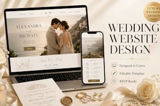 design a beautiful wedding website in canva for your special day