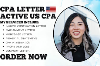 audit financial statements, profit loss, income statement mortgage US CPA letter