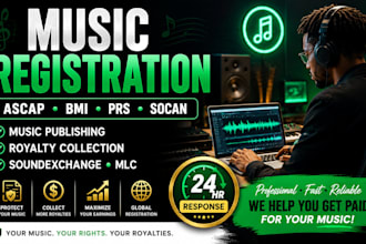 register your music with ascap bmi prs socan soundexchange and mlc