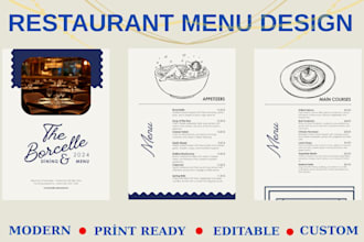 design a modern restaurant or cafe menu