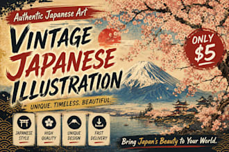 create vintage japanese art illustrations