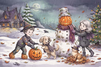 create hand drawn watercolor children book illustration and story book art