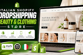 build italian shopify clothing beauty dropshipping store, shopify themes design