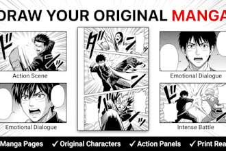 draw manga pages, manga panels or manga comic professionally