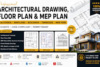 architectural drawing, floor plan, site plan, mep plan in california md wi tn ny