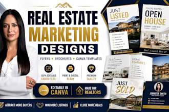 design canva real estate flyers, property brochures, listing presentation slides