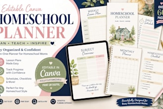 design a custom teacher planner or homeschool journal for KDP etsy study planner