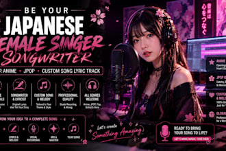 be your japanese female singer songwriter for anime jpop custom song lyric track