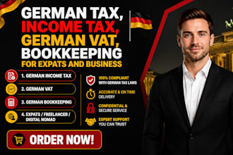 provide german tax, income tax, german vat, bookkeeping for expats and business