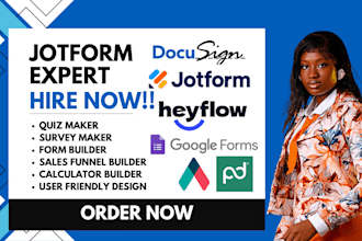 create an online survey or questionnaira, jotform, typeform, google form , API