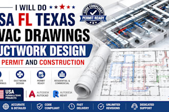 do USA fl texas hvac drawings ductwork design for permit and construction
