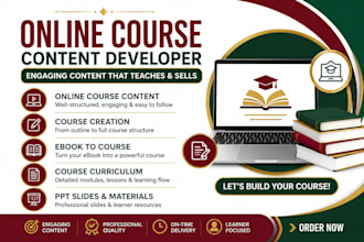 develop e learning course curriculum, online course content and training manual