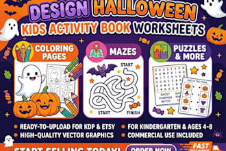 design halloween kid activity workbook coloring tracing pages etsy kdp worksheet