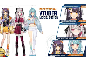 design custom 2d vtuber model and live2d anime avatar