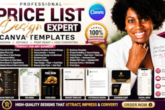 design restaurant menu price list menu card price guide in canva print digital