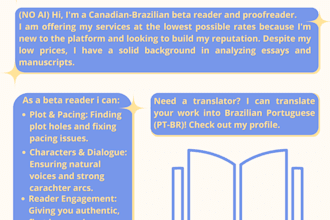beta read your manuscripts and give you a report, no ai