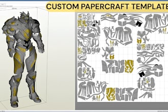 create custom printable low poly papercraft templates for props, cosplay and toy