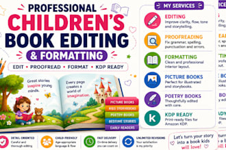 edit, format your childrens book or picture book, poetry, kids storybook art