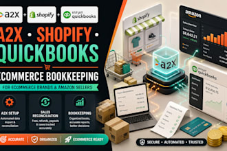 setup a2x shopify quickbooks bookkeeping for ecommerce brands and amazon seller