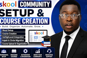 create skool course, create online course skool setup kajabi migration