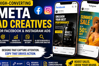 design static ad creatives for meta, facebook, instagram, and google ads banners