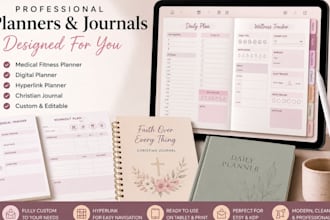 design medical planner, prayer journal, hyperlink planner, christian journal
