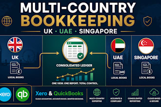 do multi bookkeeping for UK, uae and singapore entities in xero, quickbooks myob