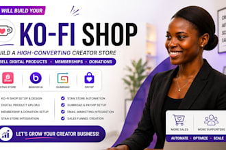 build a high converting kofi shop for digital products, memberships and donation