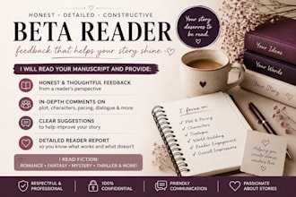 beta reader with honest and detailed book feedback