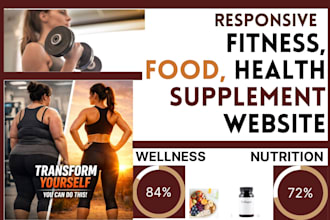 design fitness website, wellness food nutrition health supplement website