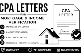 prepare CPA letter, mortgage letter, income verification comfort letter