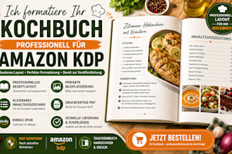 ich formatiere ihr kochbuch professionell für amazon KDP