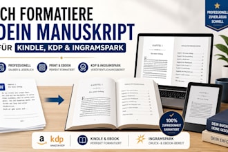 ich formatiere dein manuskript für kindle, KDP, ingramspark