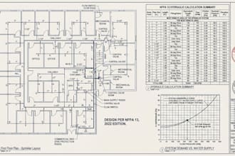 design fire protection system sprinkler hydraulic calculation nfpa for permit