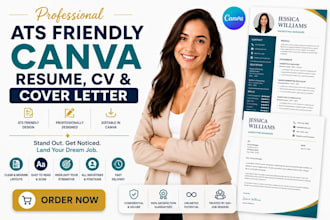 design ats friendly canva resume, CV and cover letter