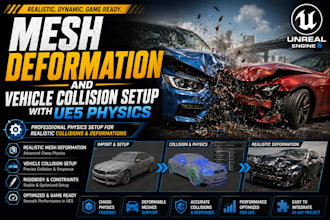 do mesh deformation and vehicle collision setup with ue5 physics