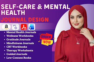 design printable self care and mental health journal for amazon KDP publishing