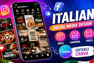 italian instagram fb post carousel design editable PDF canva social media design